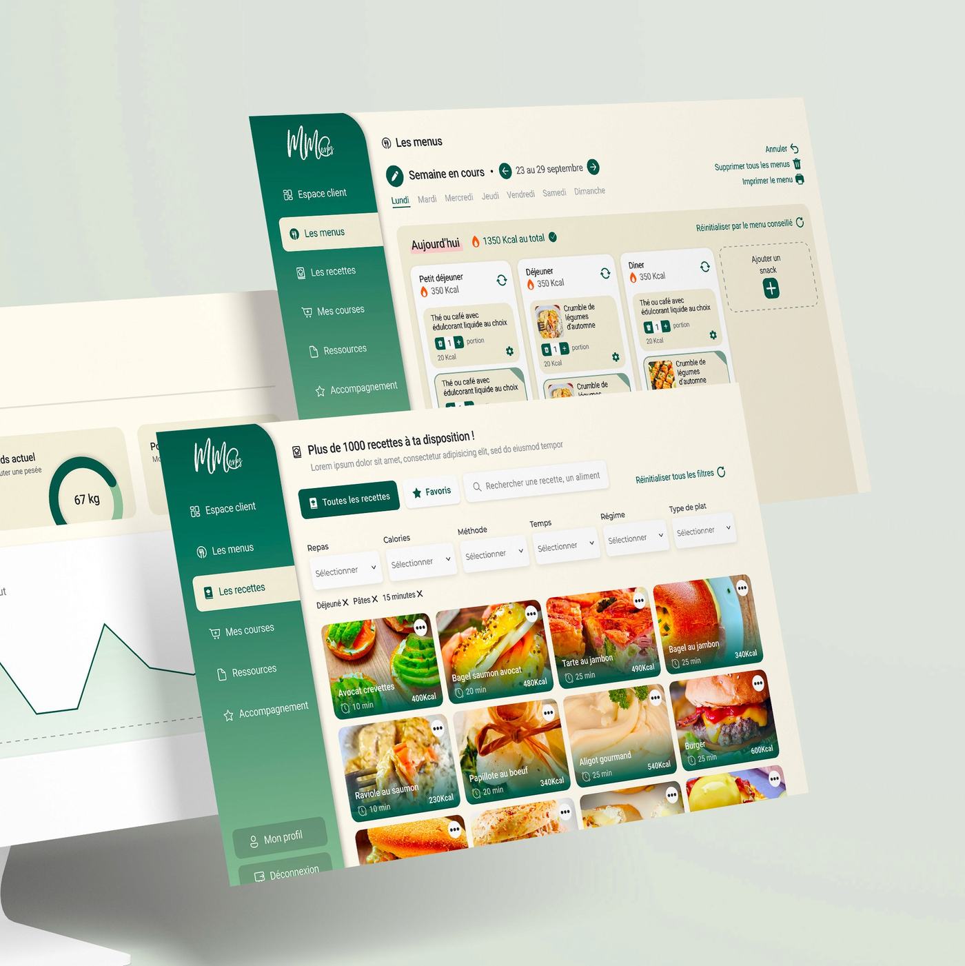 Application web et mobile de coaching nutrition Mieux dans Mon Corps, développée par Mirai Tech